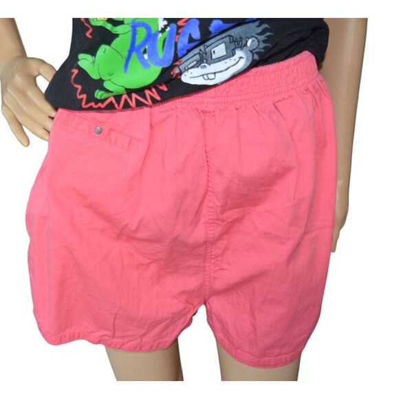 Vintage 90s Cheetah by Mervin's Hot Pink Pull On Cotton Shorts Large Juniors - Picture 2 of 6